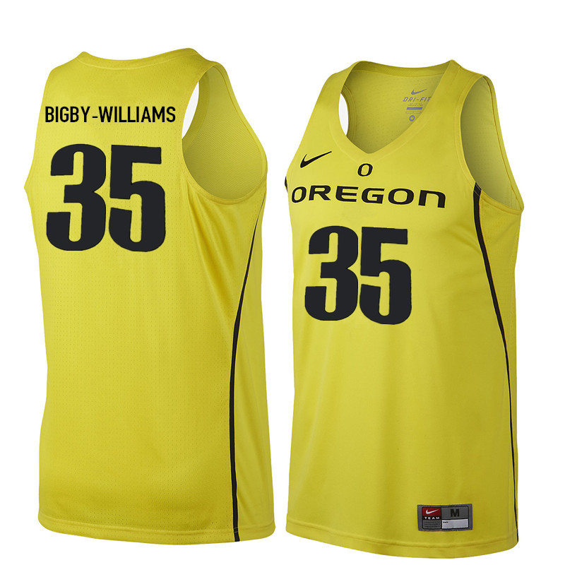 Men Oregon Ducks #35 Kavell Bigby-Williams College Basketball Jerseys Sale-Yellow